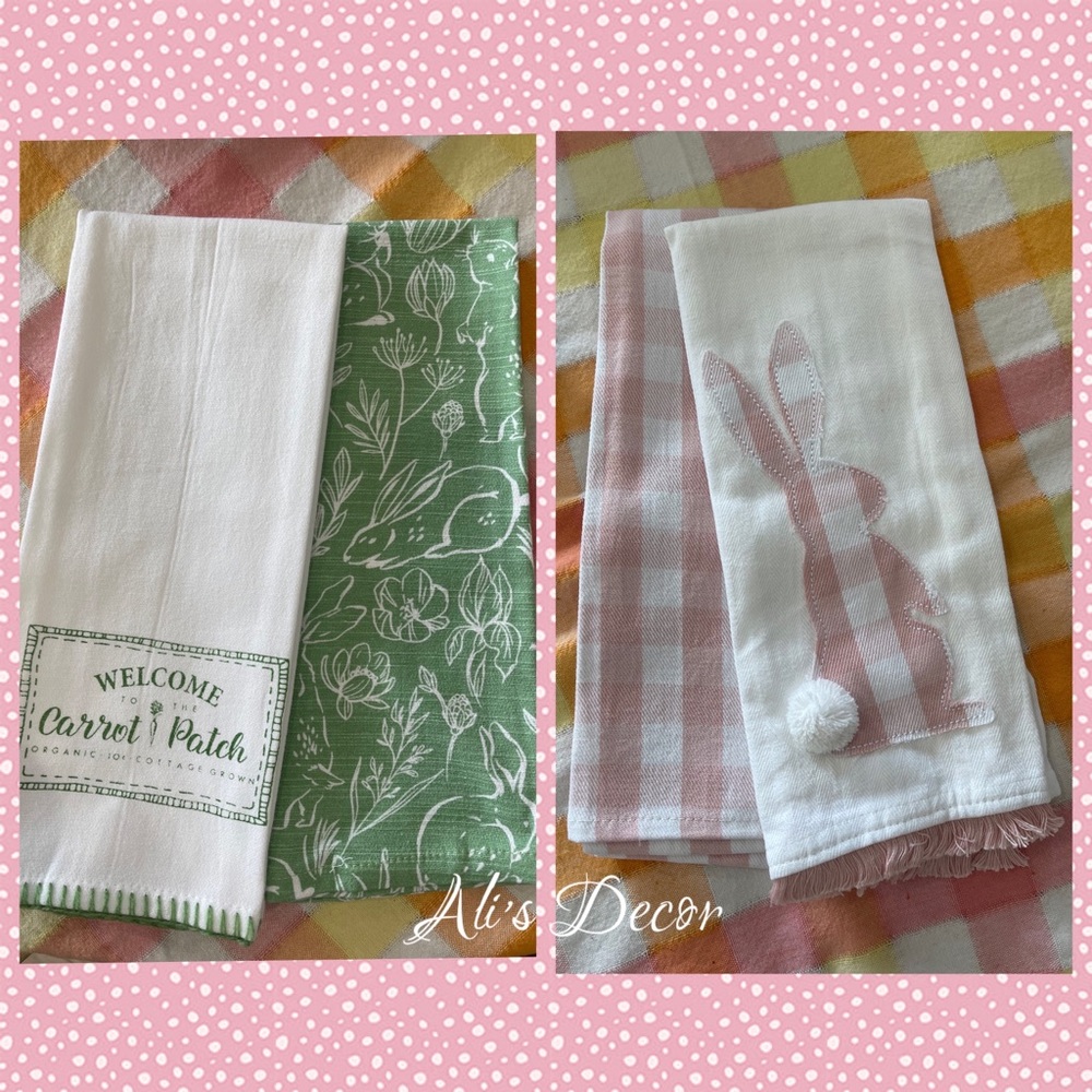 Bundle 4 piece Bunny Towels- Bunny, Carrot Patch Home & Kitchen Decor Spring